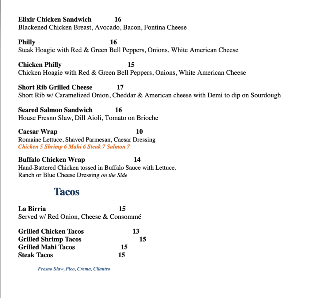 Menu – Elixir